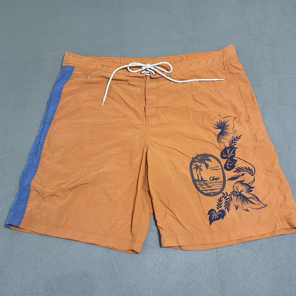 Vintage Chaps Ralph Lauren Men’s Swim Trunks Board Shorts Pockets Blue Orange XL
